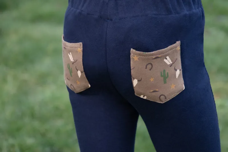 Hy Equestrian Cowboy Tots Jodhpurs - Navy/Beige-2